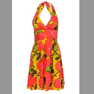 Trina Turk - Orange & Yellow Floral Fit & Flare Halter Dress